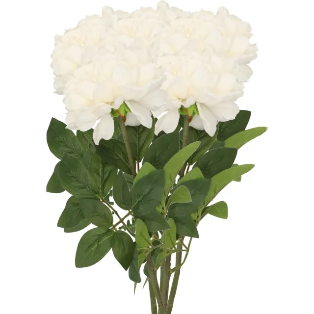 DK design Kunstbloem pioenroos - 5x - creme - zijde - 71 cm - kunststof steel - decoratie bloemen