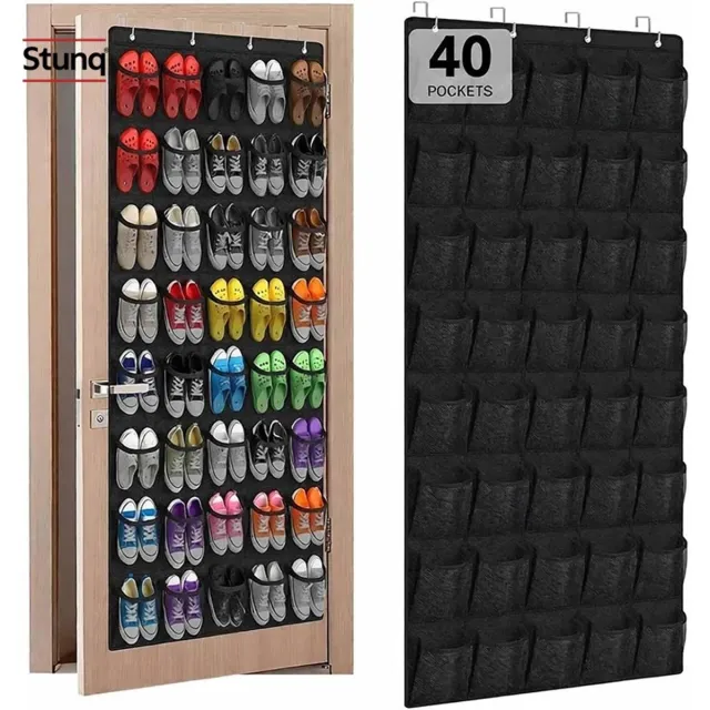 Stunq Hangende Schoenenorganizer met 40 Mesh Vakken - Over-deur Opbergzak voor Schoenen - Zwart