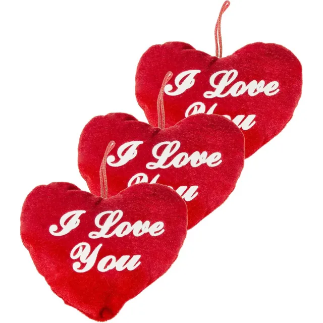 Duckiez Hart kussen - 5x stuks - rood - I Love You - 13 cm - pluche - Valentijn cadeau - hartjeskussen - moederdag cadeau - knuffelhart