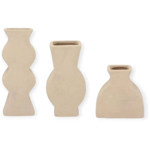 DK design Daan Kromhout - Vaas - Set van 3 - Organisch - Sand - Keramiek - Cementlook - 11/18/24 cm