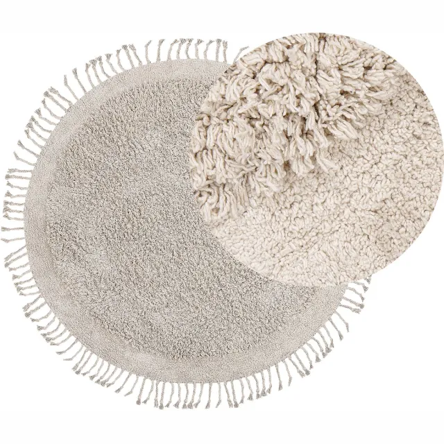 Beliani BITLIS - Modern Vloerkleed - Lichtbeige - ø 140 cm - Katoen