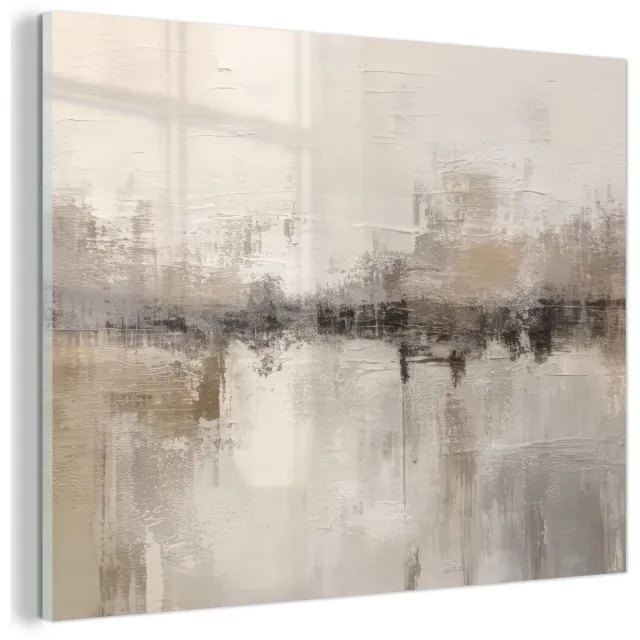 Unyqoos Stijlvolle glazen wanddecoratie met moderne kunst voor elke kamer beige