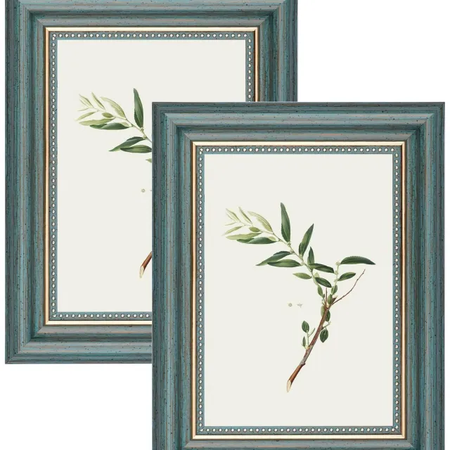 Famanu Set van 2 vintage fotolijstjes 13x18 cm, fotolijsten voor muur en tafel, staande foto lijsten horizontaal en verticaal, groen. Een veelzijdige en handige keuze voor dagelijks gebruik in en om het huis.