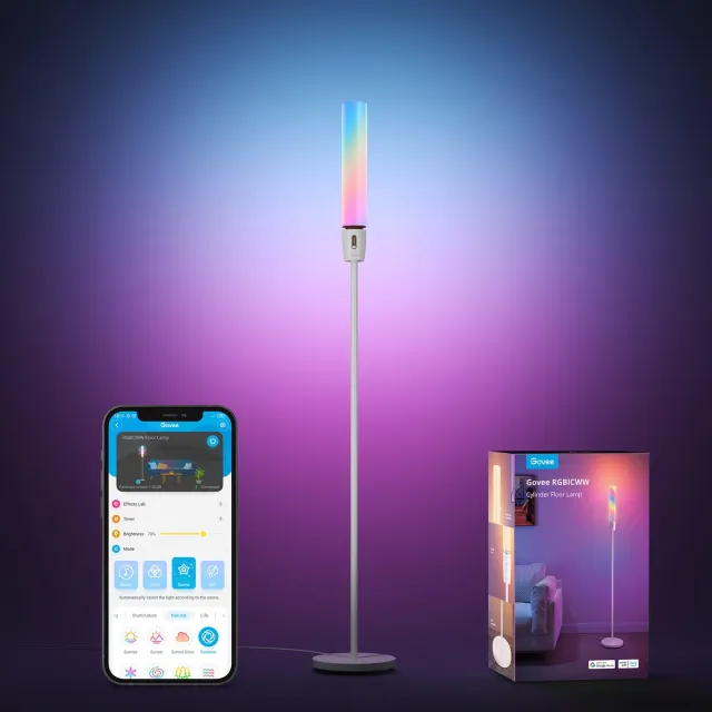 Govee slimme vloerlamp 150 cm RGBICWW - 360° verlichting Wit