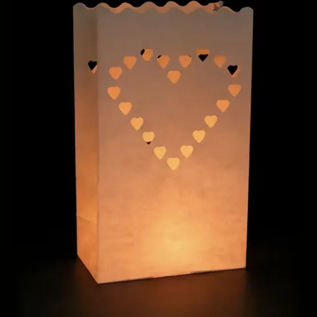 CHPN Kaarsenzak - Kaarszak - Candlebag - Hart - Sfeerkaars - 10 stuks - Kaarshouder - Papieren Kaarshouder - Kaarsenstandaard - Lichtzak - Papier Wit