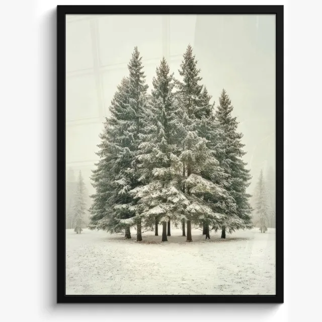 FrameYourWall Poster in lijst - Fotolijst 50x70 cm - Posters - Bomen - Sneeuw - Wit - Posterlijst zwart - Decoratie - Wanddecoratie woonkamer - Muurdecoratie slaapkamer