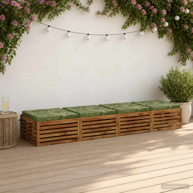 vidaXL Zitkussens SOEST 4 st 100% Polyester Bladontwerp 60 x 60 x 7 cm Groen