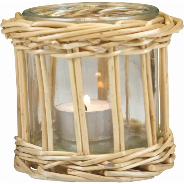 Mars & More Rotan windlicht recht - Bruin - Diameter 9 cm