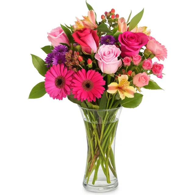 Giftdecor Bloemenvaas klassiek - transparant glas - D18 x H37 cm - trompet model - boeketvaas