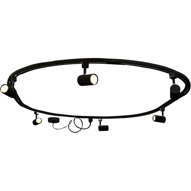QAZQA iconic jeana - Moderne Spot railsysteem verlichting, railverlichting geschikt voor led - 6 lichts - L 170 cm - Zwart - Woonkamer | Slaapkamer | Keuken Zwart Rond