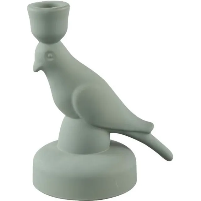 PTMD COLLECTION PTMD Rodan Kandelaar Vogel - 12 x 9,5 x 16,5 cm - Glas - Grijs