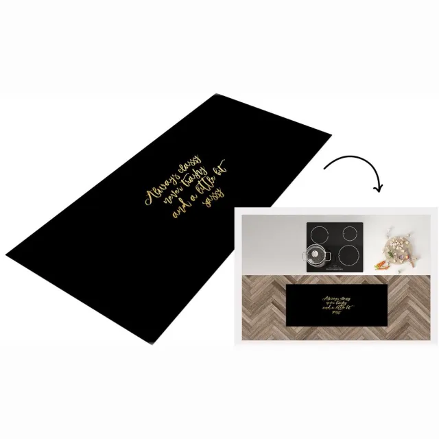 KitchenYeah Keukenloper - Loper keuken - Quotes - Goud - Zwart - Keukenloper vinyl Multicolor