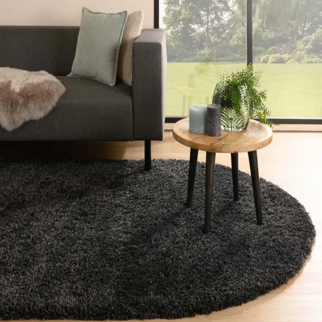 Tapeso Vloerkleed ovaal hoogpolig - Cozy Shaggy antraciet 150x240
