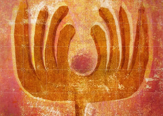 IXXI Elora, RAR Kramer - 140 x 100 cm - Grote wanddecoratie en posters - Speels, Minimalisme, Geometrische Kunst, Modern, Ornamenteel Ontwerp Warme kleuren / Oranje