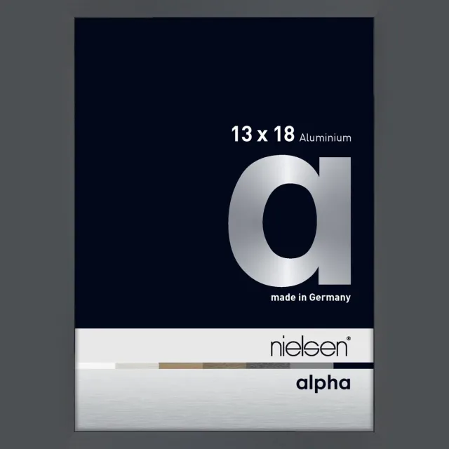 Nielsen Alpha Aluminium Fotolijst Glossy Drak Grey 13x18cm Donkergrijs-glanzend