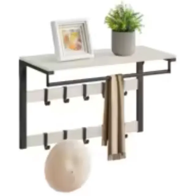 uJOY Wand kapstok - 3-in-1 ontwerp - Verstelbare haken - Modern design - Stevige constructie - Eenvoudige montage - Veelzijdig Wit met zwart