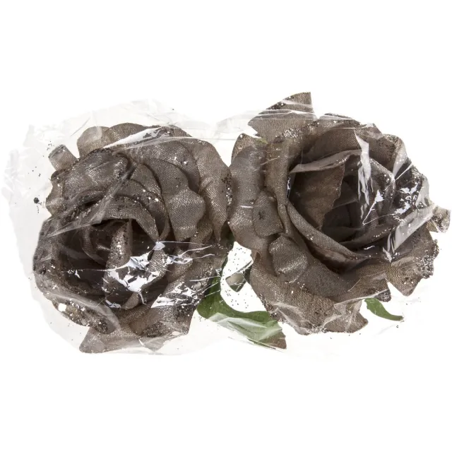 Cosy&Trendy Kerstboomversiering Bloemen - 8x stuks - 10 cm - zilver glitter - op clip - ornament