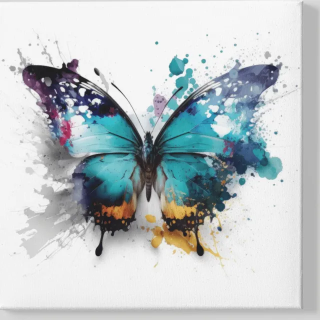 Trendex Global Vierkant Canvas Schilderij - Vlinder - Abstract - Kleurrijk - 40x40x2 cm