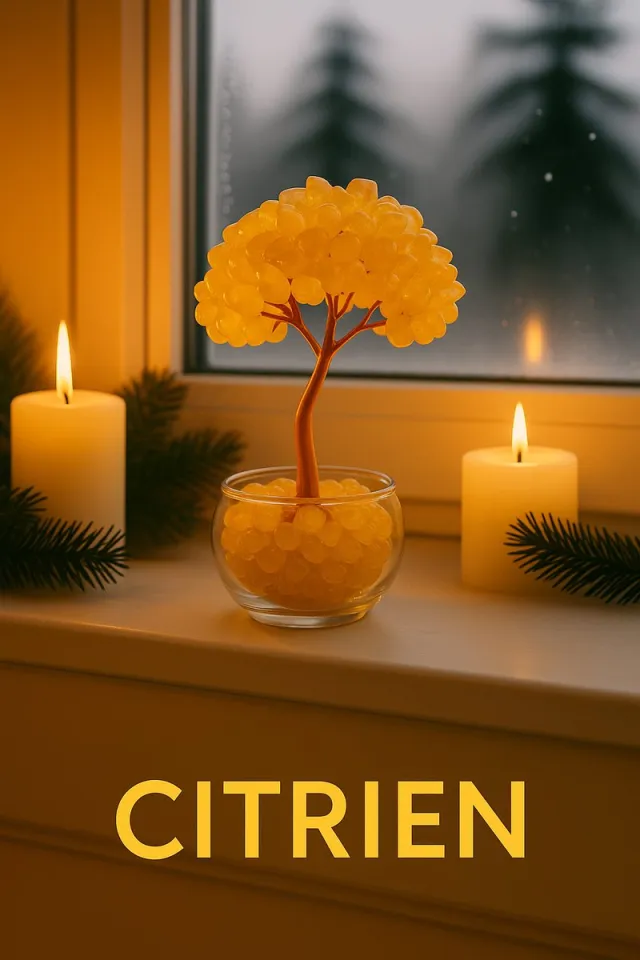 S4H Citrien Edelsteenboompje – Manifestatie, Rijkdom & Positieve Energie – Feng Shui Geluksboom