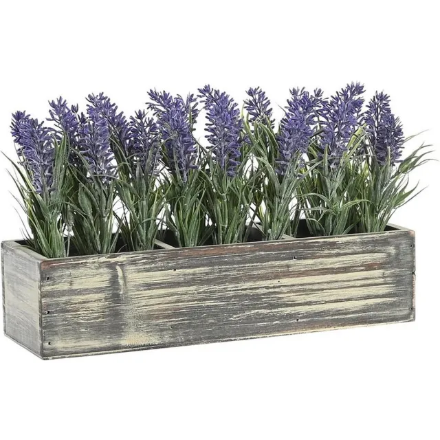 Item International Items Lavendel bloemen kunstplant in bloembak - paarse bloemen - 34 x 14 x 19 cm - bloemstukje