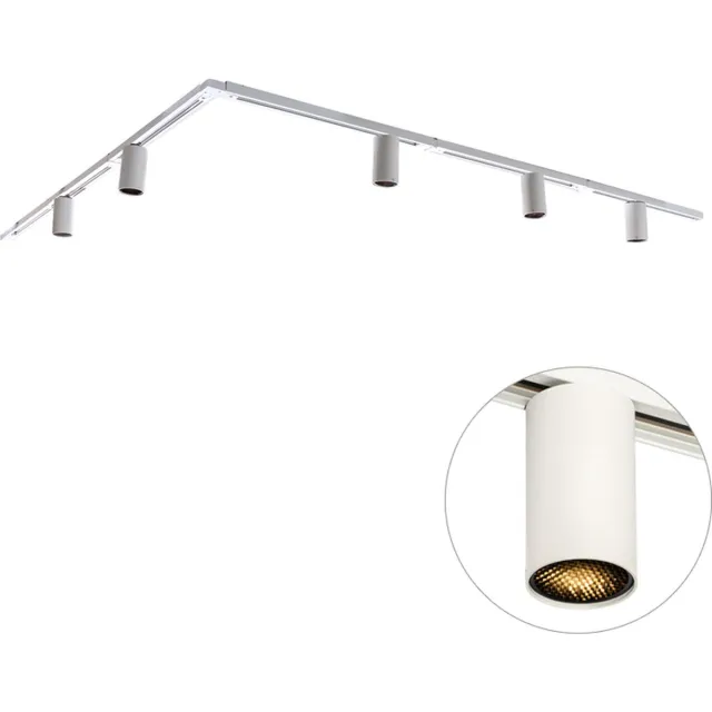 QAZQA iconic ruby - Moderne Spot railsysteem verlichting, railverlichting geschikt voor led - 5 lichts - L 300 cm - Wit - Woonkamer | Slaapkamer | Keuken Wit Honey