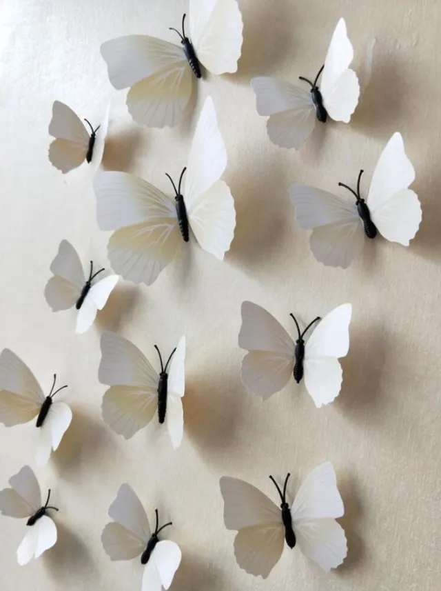 Jonyx 12x Vlinders 3D - Muurvlinders - Vlinder decoratie voor aan muur - Vlinderstickers - Muurstickers - Butterfly wall sticker - Vlinders in kamer - 3D stickers - Wit - Jonyx