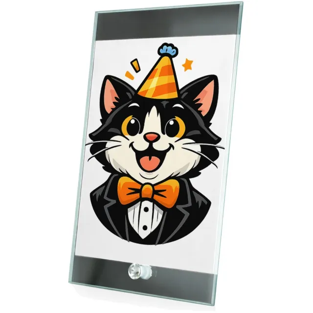 Mr Cadeautjes Glasframe 15 x 23 - design Humoristische feestprint met een dierlijk personage in nette | cadeau Wit