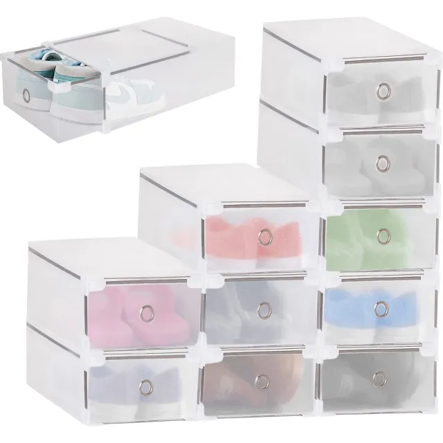 springos Schoenenbox | Sneakerbox | Kunststof | Transparant | 1 Stuk | 34 x 22,5 x 13 CM