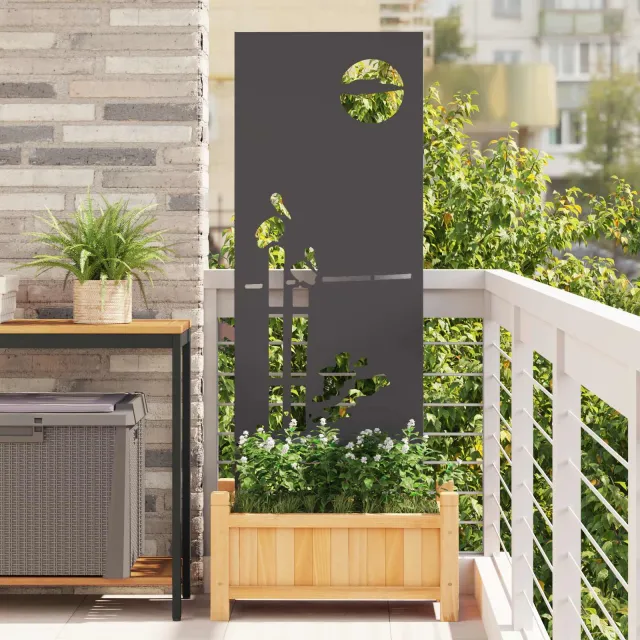 vidaXL Tuin Privacy Screen Zwart 50 x 140 cm Koudgewalst staal