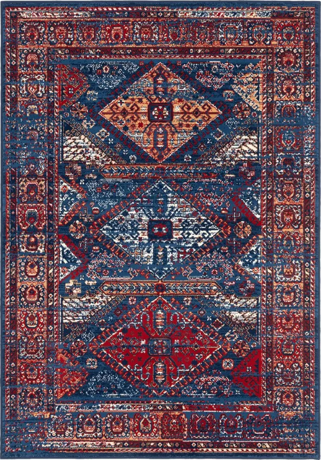 Pergamon Vloerkleed Designer Pop-Vintage Oosterse rand Blauw