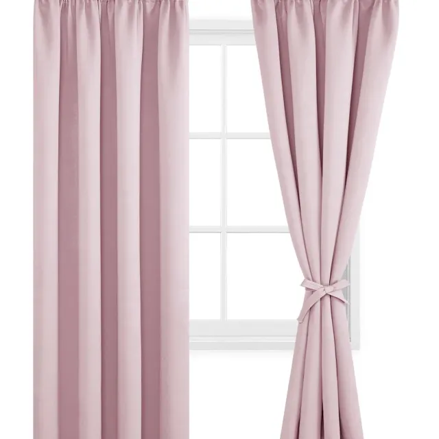 Famanu Verduisterende gordijnen set van 2 stuks, 140x245 cm, roze, met plooiband voor eenvoudige montage en maximale privacy in woonkamer en slaapkamer