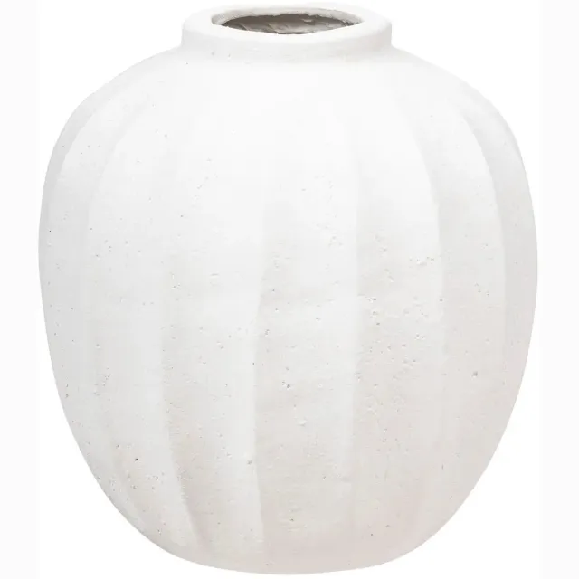 Atmosphera Bloemenvaas Amia - creme wit - kunststeen - D25 x H28 cm - ronde bol vormige vaas