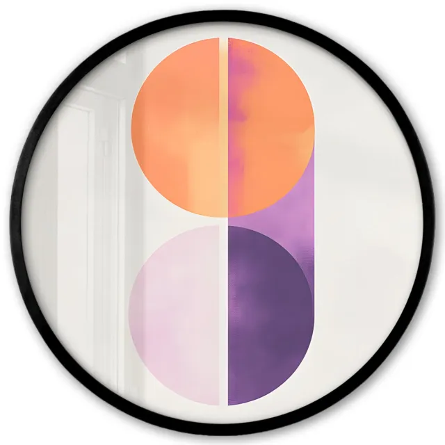 FrameYourWall Poster in lijst Rond - Fotolijst 40x40 cm - Posters - Cirkels - Abstract - Paars - Ronde posterlijst zwart - Decoratie - Wanddecoratie woonkamer - Muurdecoratie slaapkamer