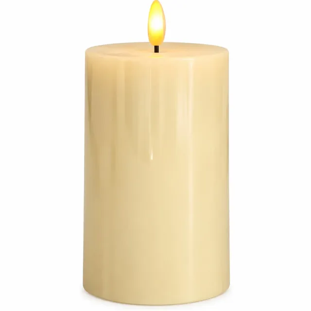 SWGOTA Led kaarsen - 1 stuk, 10 cm, ivoorwit paraffine, vlakke bovenkant en puntvormige vlam, warmgeel licht, op afstand bedienbaar, voeding via 2 AA-batterijen
