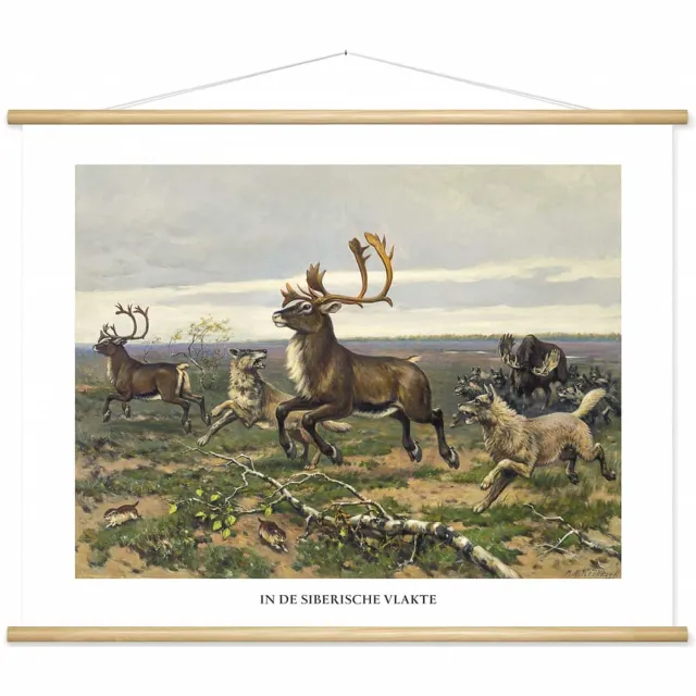wallchart unlimited Schoolplaat 'In de Siberische vlakte' van M.A. Koekkoek wit