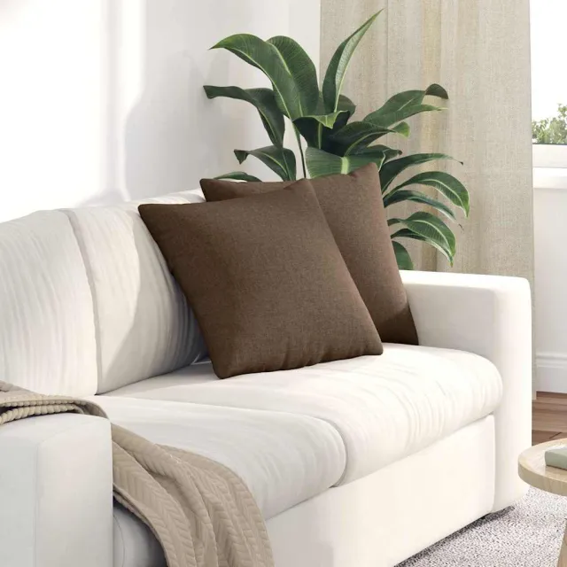 vidaXL Sofa Kussens 2 st Stof Bruin 45 x 45 cm