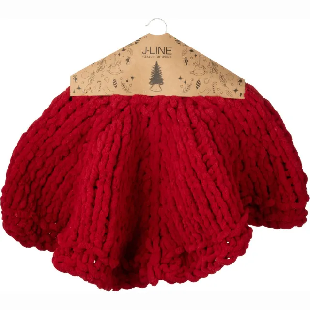 J-Line kerstboom rok Gebreid - polyresin - rood