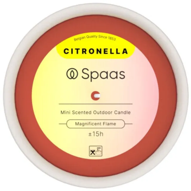 Spaas Mini Citronella Buitenkaars Brandduur ± 15 u Levendig Rood - 6 x 1 stuk - Voordeelverpakking