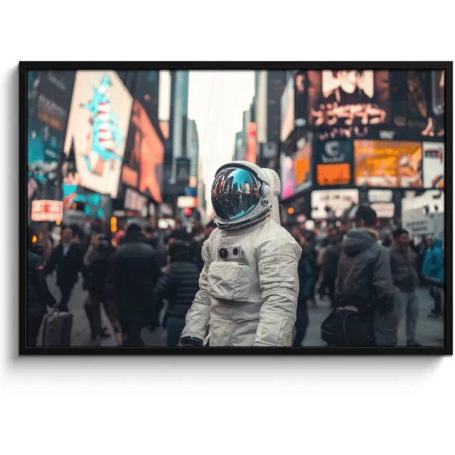 FrameYourWall Poster in lijst - Fotolijst 120x80 cm - Posters - Stad - Mensen - Astronaut - Wit - Posterlijst zwart - Decoratie - Wanddecoratie woonkamer - Muurdecoratie slaapkamer