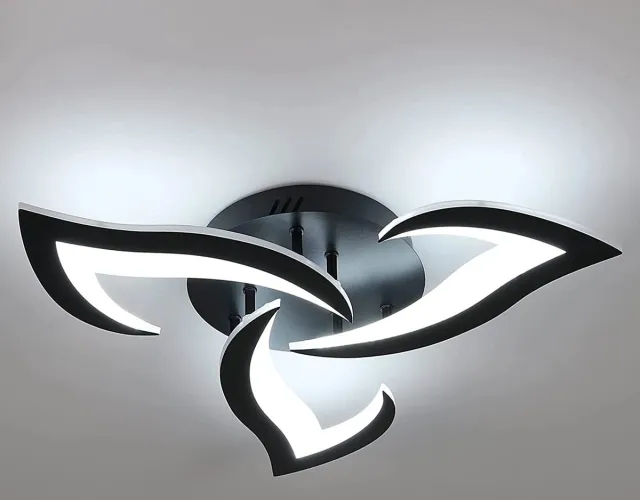 Riserva LED Plafondlamp Modern - 36W 4300lm - Zwart - 6500K Koud Wit - Design Plafondlamp 3-Lichts - voor Woonkamer, Slaapkamer en Keuken