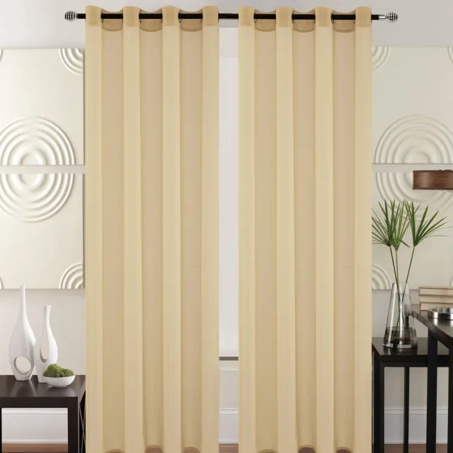 SB Line Kant en Klaar Vitrage Gordijn - Met Ringen - 140x240 cm - Donker Beige
