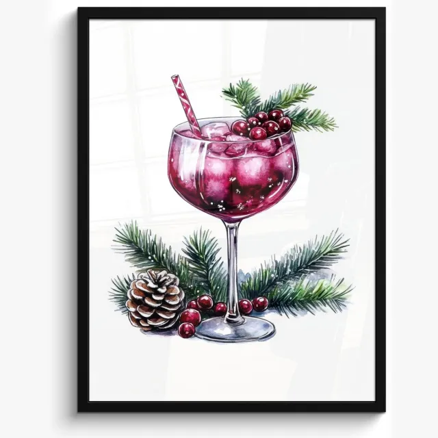 FrameYourWall Poster in lijst - Fotolijst 50x70 cm - Posters - Winter - Cocktail - Decoratie - Drank - Kerst - Posterlijst zwart - Decoratie - Wanddecoratie woonkamer - Muurdecoratie slaapkamer - Kerstversiering - Kerstdecoratie voor binnen - Kerstmis Cocktail - Winter
