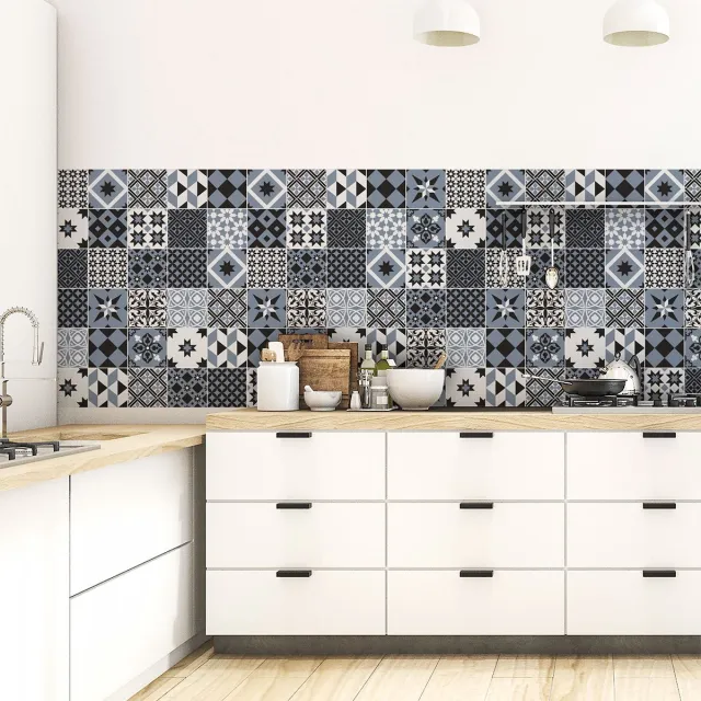 Ambiance Sticker Zelfklevende tegelmuurstickers voor keuken en badkamer - 60 Azulejos Martins tegelstickers - 60 stickers 20x20cm Multi color
