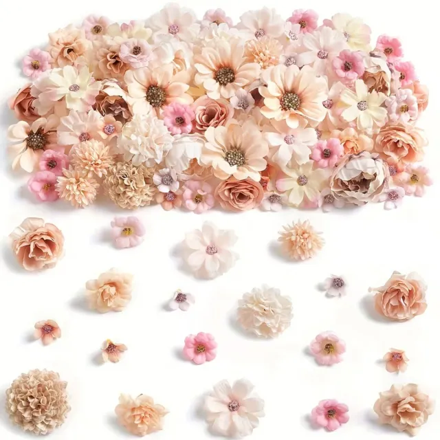 Kasey Grote Kunstbloemen Mix 2-8 cm - 50 Stuks - Champagne & Blush - Kasey