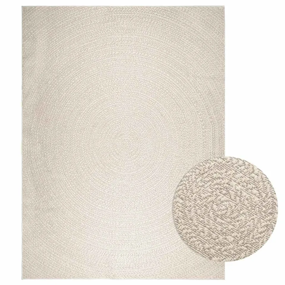 vidaXL Vloerkleed ZIZUR room binnen en buiten 240x340 cm jute look crème, foto 3