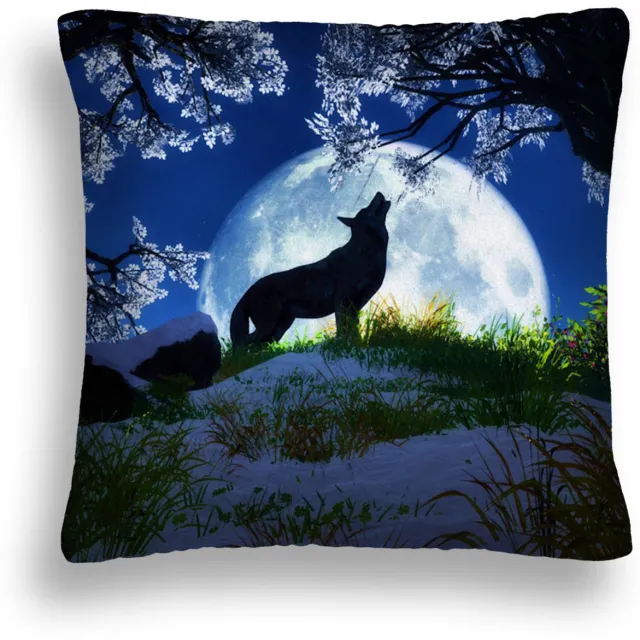WENECJA.PL Decoratieve kussen met wolf en maan, 70x80 cm Zwart