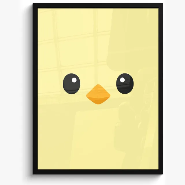 FrameYourWall Poster in lijst - Fotolijst 60x80 cm - Posters - Kuiken - Vrolijk - Geel - Minimalistisch - Posterlijst zwart - Decoratie - Wanddecoratie woonkamer - Muurdecoratie slaapkamer