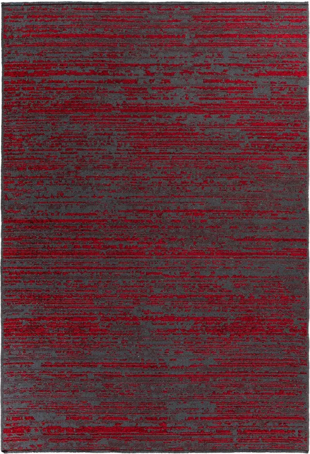 Padiro design laagpolig vloerkleed 80 x 150 cm - bordeaux - modern abstract ontwerp - voor vloerverwarming - van polyester en katoen rood