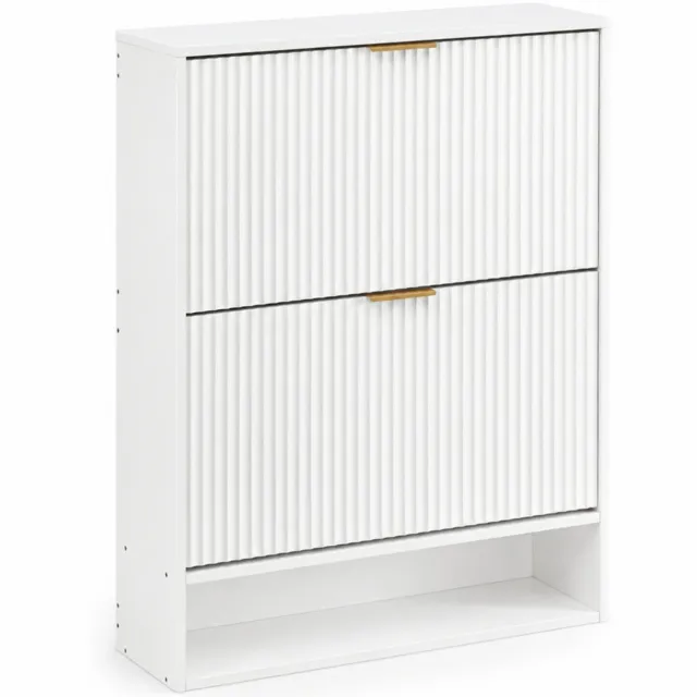 City long dragon LONG DRAGON – Schoenenkast – Verstelbare tussenschotten, klepvakken en gegroefde fronten – Wit – 80 × 24 × 102 cm