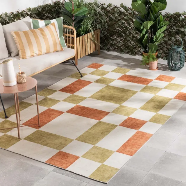 Fraai Retro buitenkleed - Pop Cubes Terracotta - 160x230cm